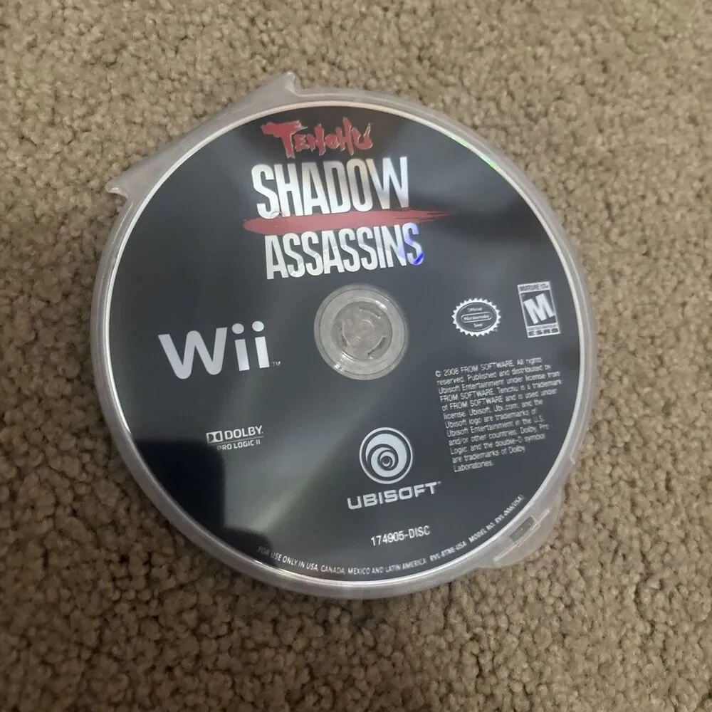 Nintendo Wii Tenchu Shadow Assassins Game Tested & Working (DISK ONLY)